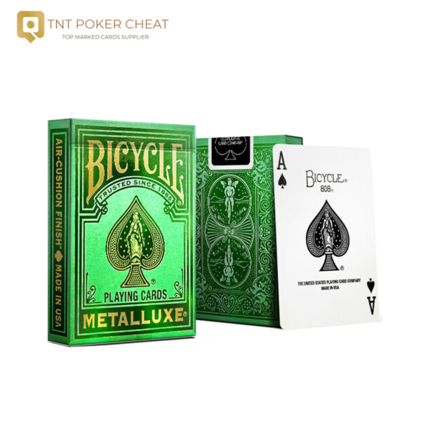 Bicycle Marked Cards Poker: Gold Stamping Green Edition for Poker Cheating Contact Lenses