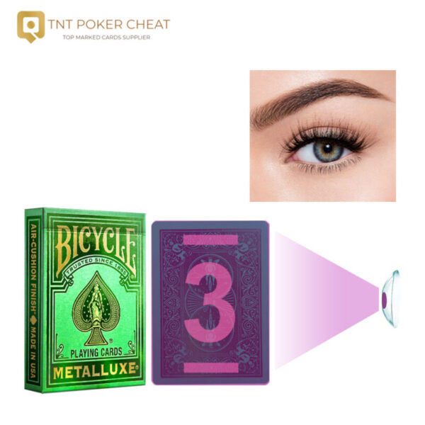 Bicycle Marked Cards Poker: Gold Stamping Green Edition for Poker Cheating Contact Lenses